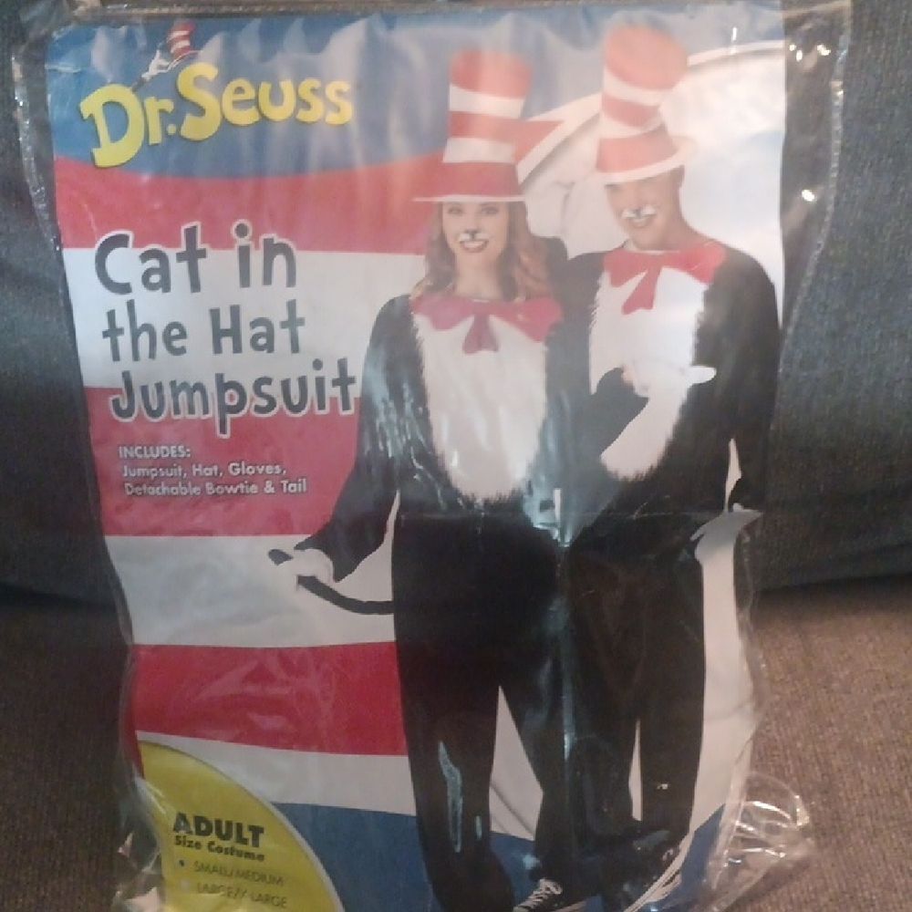 🤠Dr. Seuss Cat in the Hat Jumpsuit Costume - Black and White